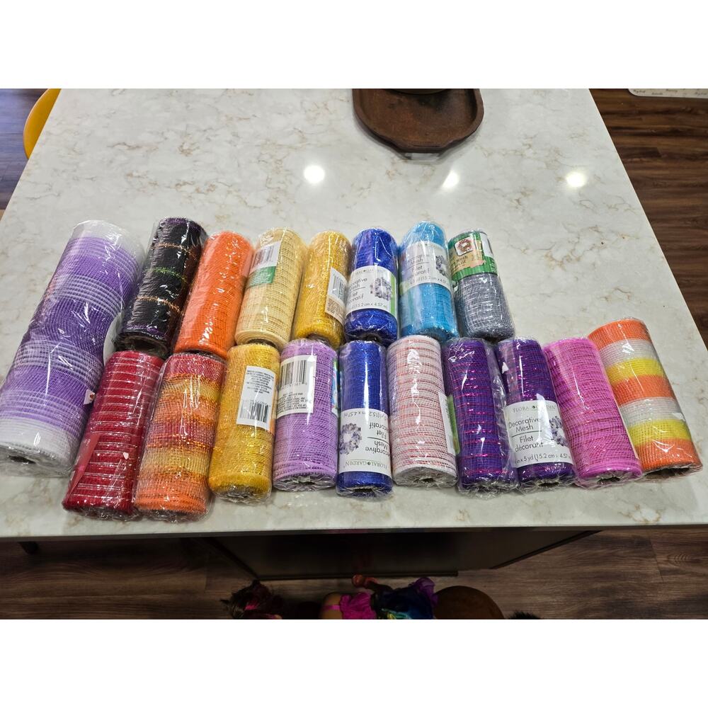 18 New Rolls Decorative Mesh Crafters Square  Crafting Mixed Lot 6" x 5 yards